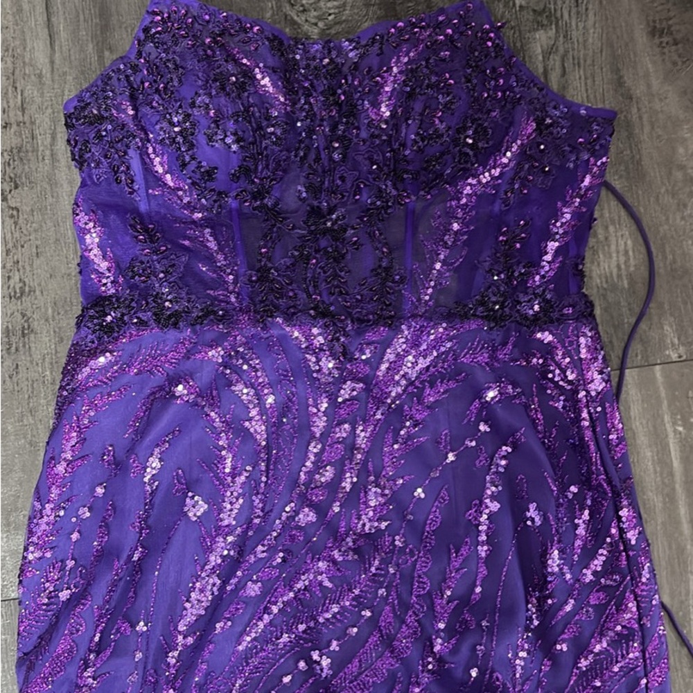 Jovani Purple Sequin Embellished Mini Dress